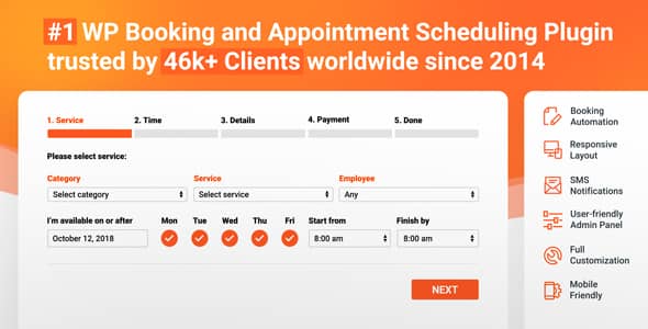 Bookly PRO v8.0 – Appointment Booking and Scheduling Software System Free - 