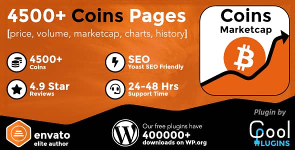 Coin Market Cap Prices v5.5.1 Nulled - Плагин WordPress для криптовалют