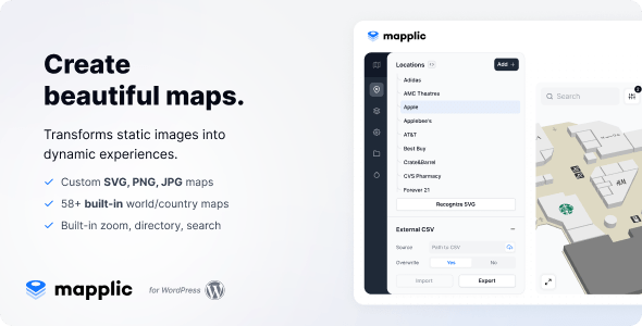 Mapplic v6.4.0 Nulled - Плагин WordPress для пользовательской интерактивной карты