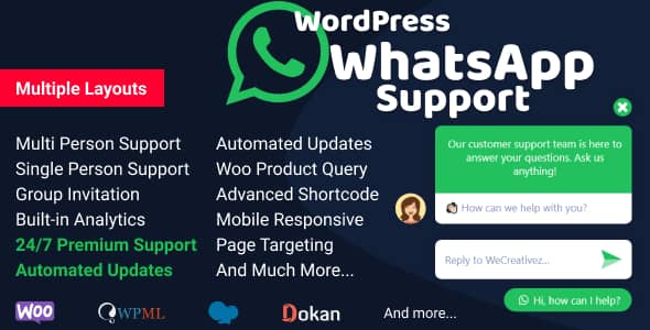 WordPress WhatsApp Support v2.5.0 Free - 