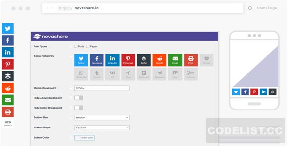 Novashare v1.4.9 Nulled - Плагин WordPress для обмена сообщениями в социальных сетях