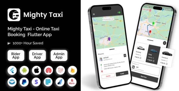 MightyTaxi v12.0 Nulled - Полное решение онлайн-бронирования такси Flutter