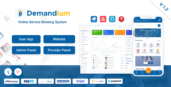 Demandium v2.6 Nulled - Приложение Multi Provider On Demand, Handyman, Home service с панелью администратора