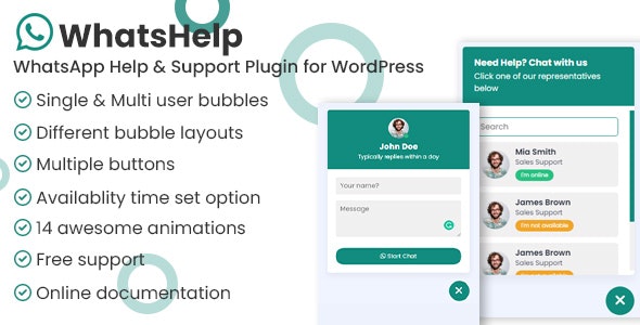 WhatsApp Chat Support Pro WordPress Plugin v2.2.3 Free - 