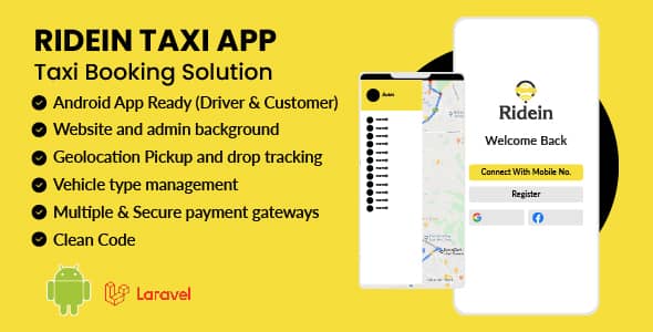 RideIn Taxi App v3.1 Nulled - Android-приложение для заказа такси с панелью администратора