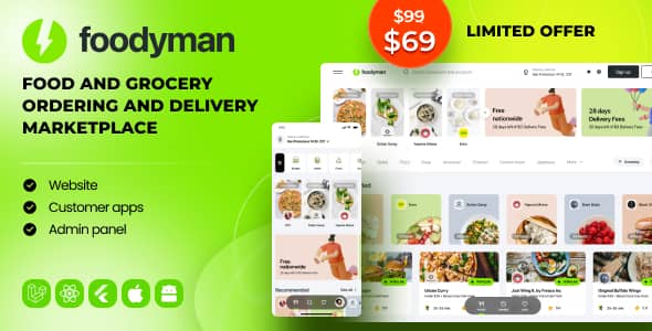 Foodyman v2024-19 Nulled - Мульти-ресторан продуктов питания и бакалеи