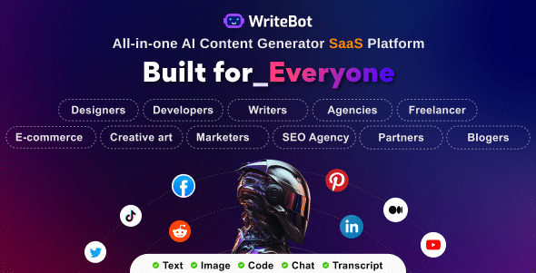 WriteBot v4.7.0 Nulled - SaaS-платформа для создания искусственного интеллекта