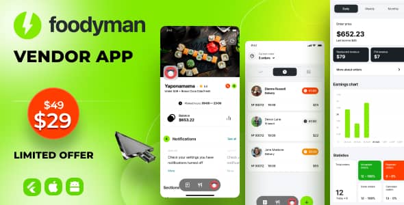 Foodyman Vendor App (iOS Android) v2024-09 - 