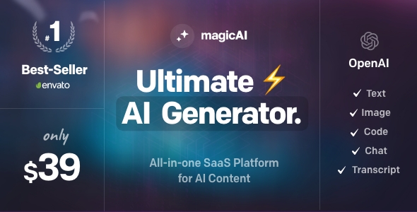 MagicAI v5.4.1 Nulled - Контент OpenAI, текст, изображения, чат, генератор кода как SaaS