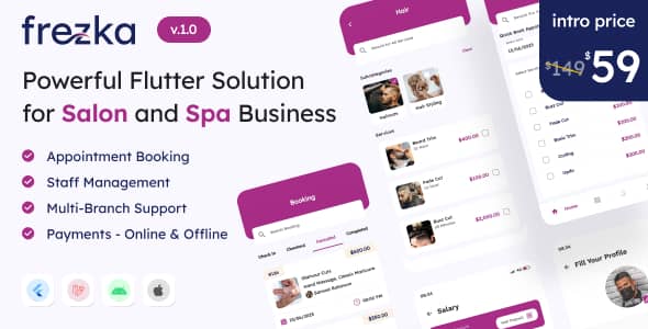 Frezka v2.3.0 Nulled - Универсальное бизнес-решение Salon Spa во Flutter + Laravel