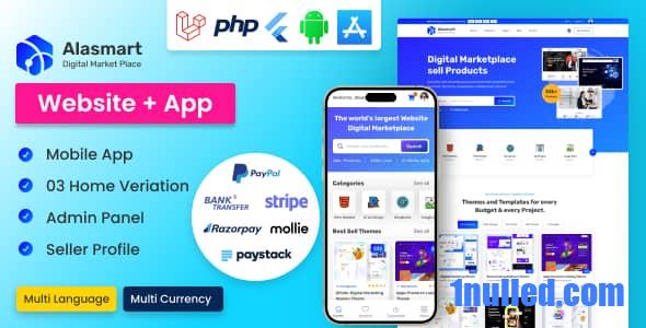 Alasmart v1.3.1 Nulled - Рынок загрузки цифровых продуктов Laravel Script