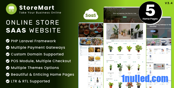 StoreMart SaaS v3.4 Nulled - Конструктор бизнес-сайтов для продажи продуктов в Интернете