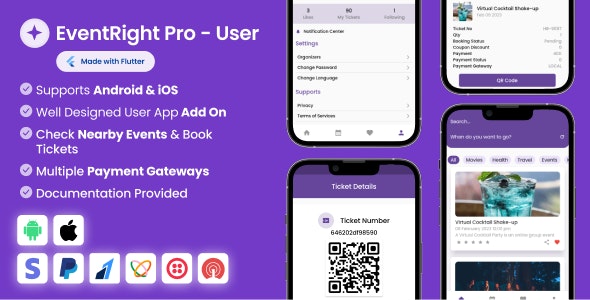 User App for EventRight Pro Event Ticket Booking System v2.2.0 Free - 