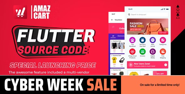 Flutter AmazCart v3.0 Nulled - Исходный код Flutter для электронной коммерции для Android и iOS