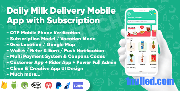 Dairy Products, Grocery, Daily Milk Delivery Mobile App with Subscription v1.4 Free - 