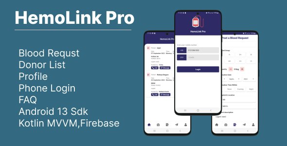 HemoLink v1.0 Nulled - Ближайший банк крови, донор крови с Firebase