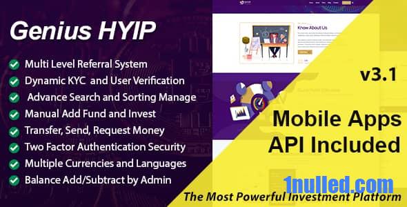 Genius HYIP v3.1 Nulled - Инвестиционная платформа «Все в одной»