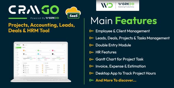 CRMGo SaaS v6.9 Nulled - Проекты, бухгалтерский учет, потенциальные клиенты, сделки Инструмент управления персоналом