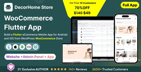 DecorHome App v1.0 Nulled - Интернет-продажа мебели во Flutter 3.x (Android, iOS) с полным приложением WooCommerce