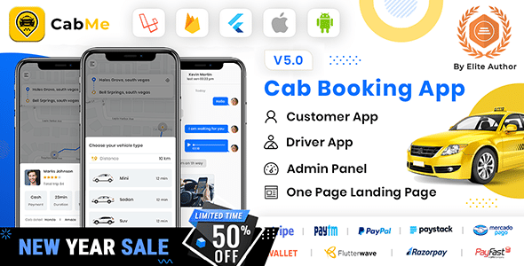 CabME v5.1 Nulled - Полное приложение Flutter Taxi