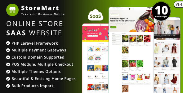 StoreMart SaaS v3.7 Nulled - Конструктор бизнес-сайтов для продажи продуктов в Интернете