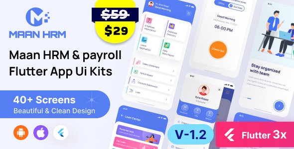 Maan HRM Flutter App UI Kit (Android iOS) v1.2 Free - 