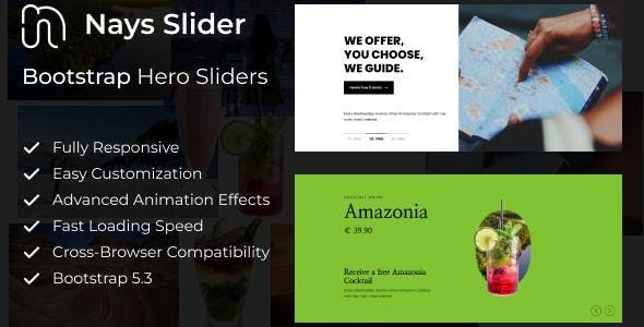 Nays Slider Nulled - Слайдеры изображений Bootstrap