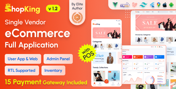 ShopKing v1.5 Nulled - Приложение для электронной коммерции с панелью администратора веб-сайта Laravel с POS