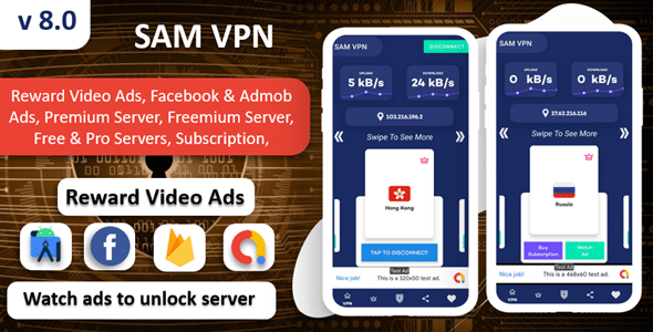 SAM VPN App v8.0 Nulled - Безопасный VPN и быстрые серверы VPN