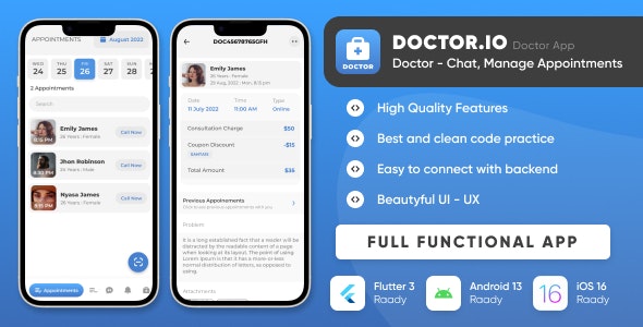 Doctor.io v1.0 Nulled - Приложение «Доктор» для записи на прием к врачу, онлайн-диагностики