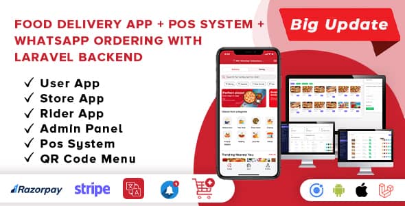 Food Delivery App v3.3.0 Nulled - Полностью готовое к использованию мобильное приложение MultiStore (Android, ios) + веб-сайт