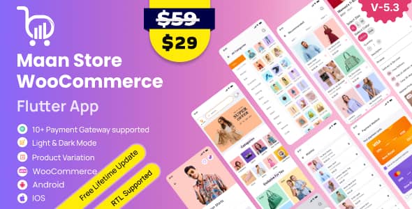 MaanStore v5.3 Nulled - Полное приложение Flutter для электронной коммерции (Android iOS)