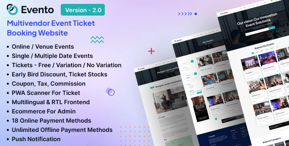 Evento v2.0 Nulled - Веб-сайт бронирования билетов на различные мероприятия