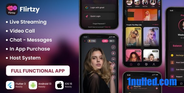 Flirtzy Nulled - Прямая трансляция, видеозвонок, чат, хост