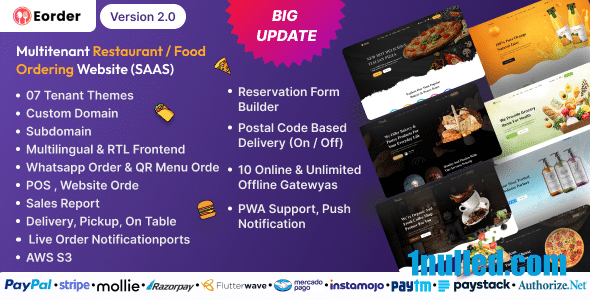Eorder v2.0 Nulled - Мультиарендный ресторан/сайт заказа еды (SAAS)