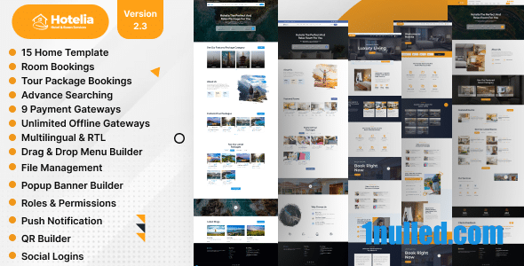 Hotelia v2.3 Nulled - Веб-сайт управления бронированием отелей/курортов