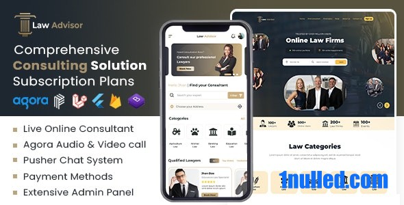 LawAdvisor v1.0.2 Nulled - Бесшовная платформа телеконсультаций. Виртуальные юридические услуги с приложениями Flutter и веб-администрированием