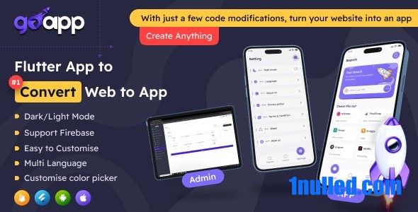 GoApp for Web to App Convertor Flutter + Admin Panel v1.0 Free - 