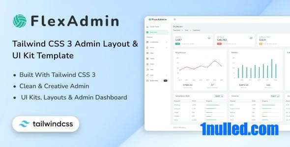 FlexAdmin Nulled - Шаблон набора пользовательского интерфейса администратора Tailwind CSS 3