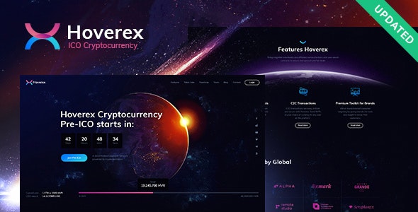 Hoverex v1.5.8 Nulled - Тема WordPress для ICO криптовалюты + испанский