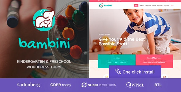 Bambini v1.1.7 Nulled - Дошкольная тема для детского сада