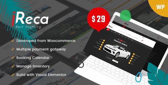 Ireca v1.7.2 Nulled - Прокат автомобилей, лодка, велосипед, автомобиль, тема WordPress для календаря