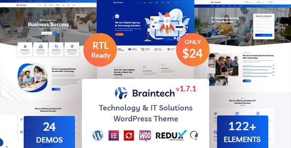 Braintech v2.6.1 Nulled - Тема WordPress «Технологические ИТ-решения»