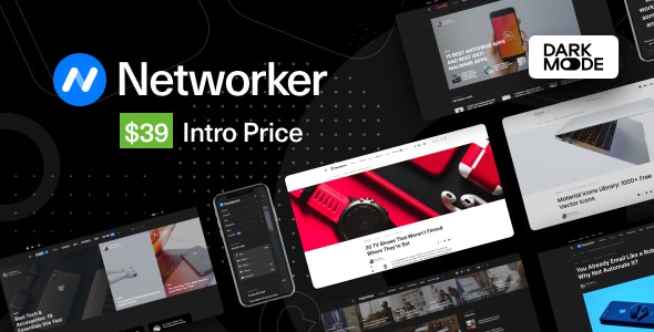 Networker v1.1.10 Nulled - Тема WordPress Tech News с темным режимом