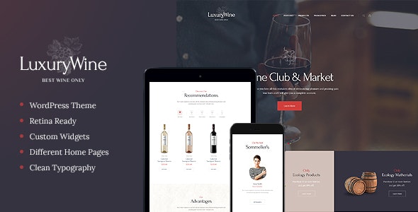 Luxury Wine v1.1.10 Nulled - Тема WordPress для винного магазина Vineyard + магазин