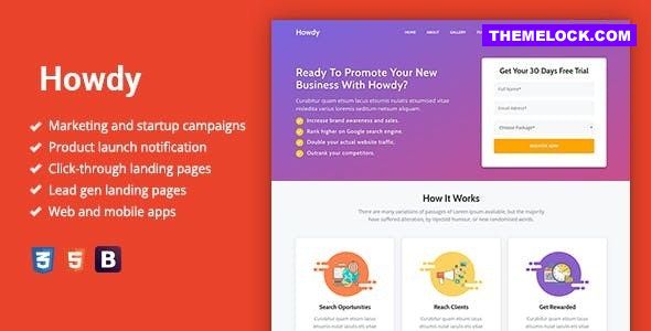 Howdy v1.1.3 Nulled - Многоцелевая тема WordPress для целевой страницы с высокой конверсией