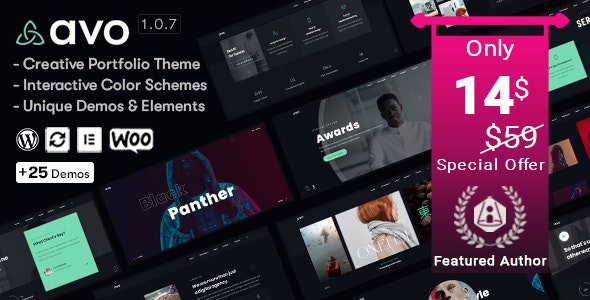 Avo v1.2.5 Nulled - WordPress тема для агентства творческого портфолио