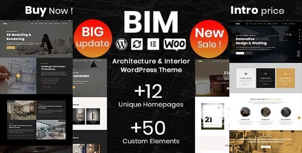 BIM v1.3.7 Nulled - Тема WordPress для Elementor «Архитектура и дизайн интерьера»