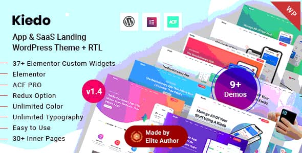 Kiedo v1.8 Nulled - Тема WordPress для лендинга SaaS-приложения