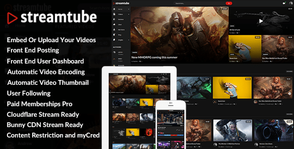 StreamTube 3.0.17 Nulled - Видео WordPress тема